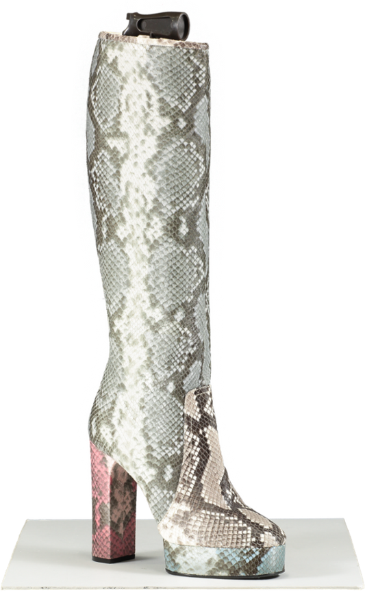 CASADEI Grey Snakeskin Knee High Boots UK 6 EU 39 👠