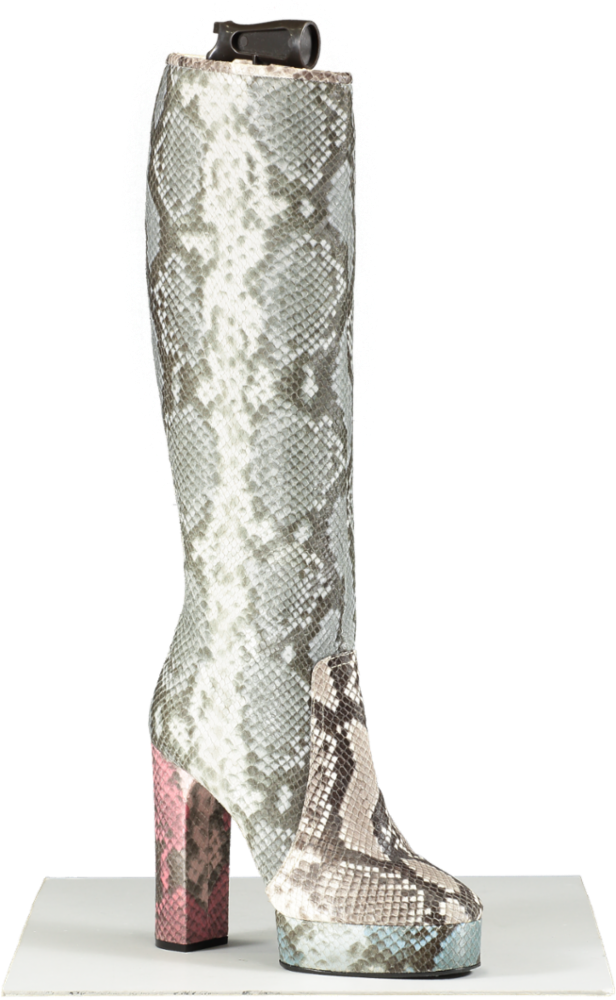 CASADEI Grey Snakeskin Knee High Boots UK 6 EU 39 👠