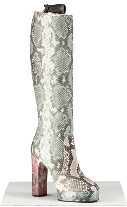 CASADEI Grey Snakeskin Knee High Boots UK 6 EU 39 👠