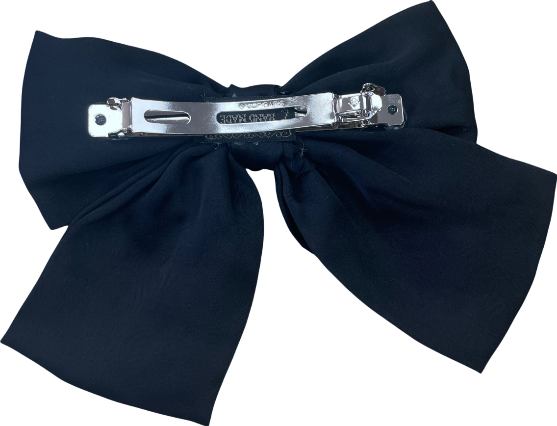 Anisa Sojka Black Silk Satin Oversized Hair Bow One Size
