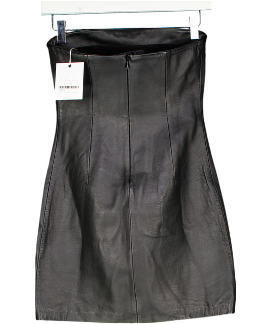 L'academie Real Leather Atuel Mini Dress In Black UK XS