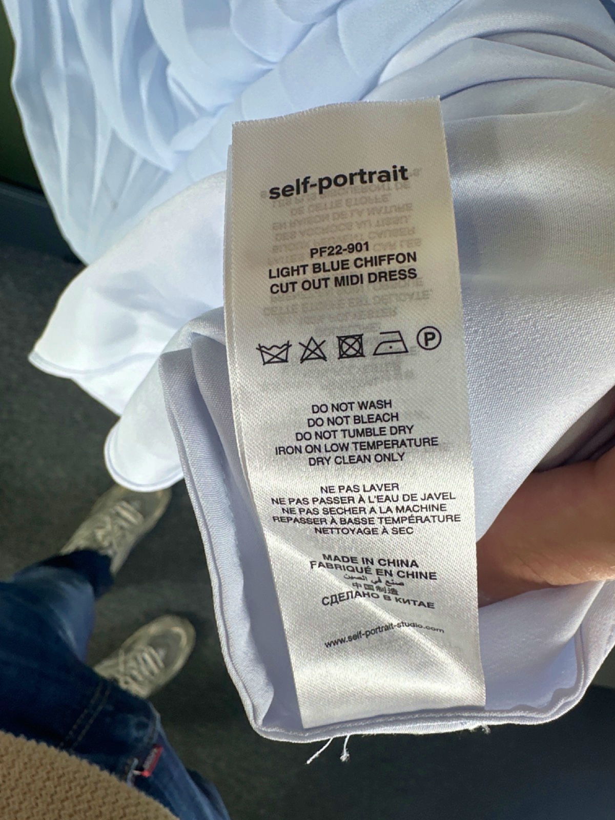 Self-Portrait Light Blue Sweetheart-Neck Pleated-Chiffon Midi Dress Size UK 10