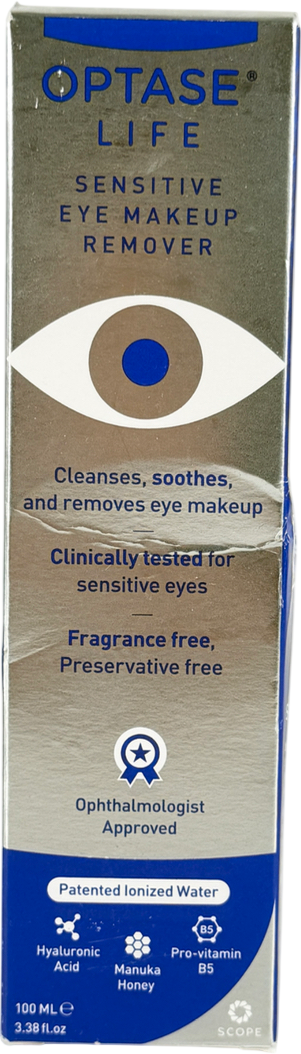 OPTASE LIFE Sensitive Eye Makeup Remover - Gentle Ionized Cleanser - Preservative Free 100ml