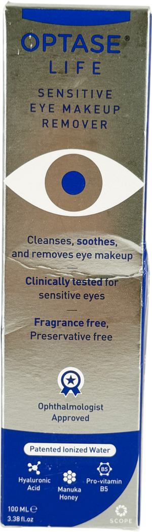 OPTASE LIFE Sensitive Eye Makeup Remover - Gentle Ionized Cleanser - Preservative Free 100ml