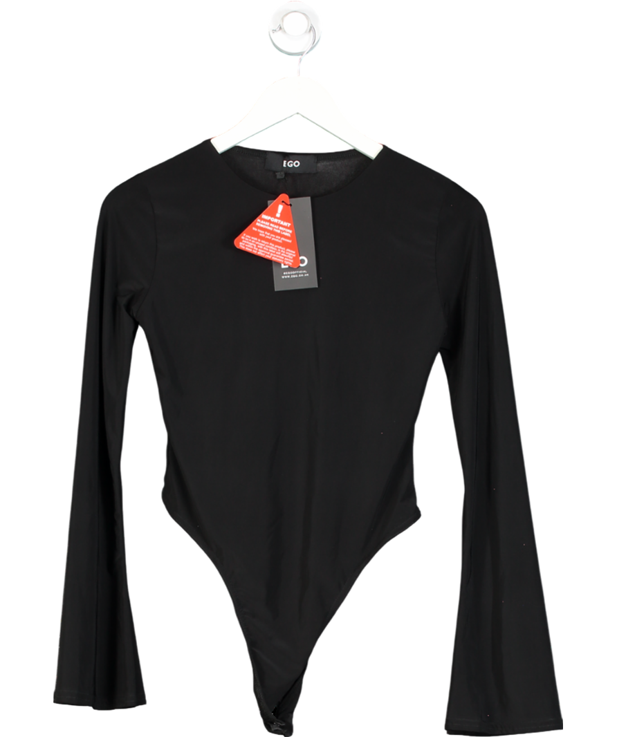 Ego Black Long Flared Sleeve Bodysuit UK 8