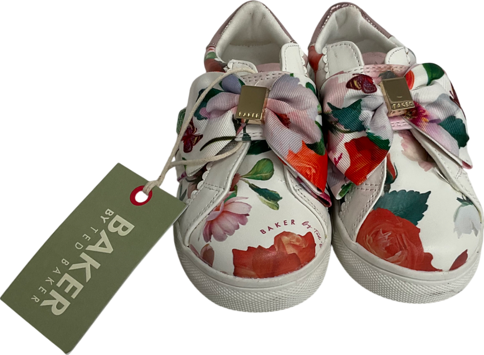 Ted Baker Multicoloured White Floral Bow Trainers UK 7 EU 24 👼