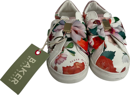 Ted Baker Multicoloured White Floral Bow Trainers UK 7 EU 24 👼