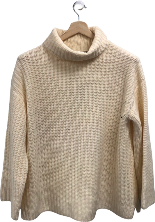 WYSE LONDON Ivory Cashmere Blend Coral Chunky Roll Neck Jumper UK L