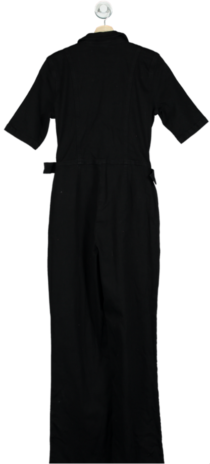 Sosandar Black Regular Leg Zip Front Wide Leg Jumpsuit UK 12