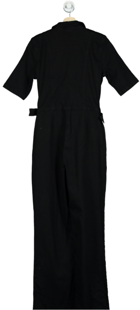 Sosandar Black Regular Leg Zip Front Wide Leg Jumpsuit UK 12