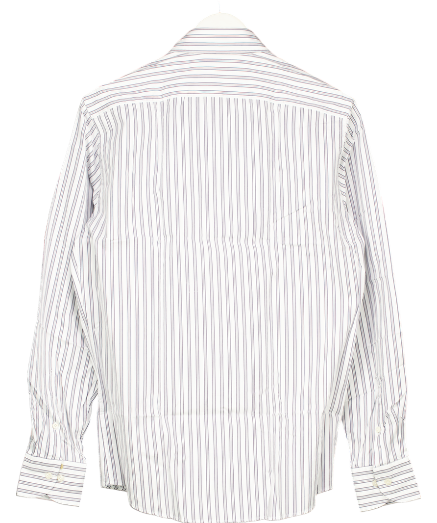 Suitsupply Blue Navy Striped Slim Fit Shirt In White UK 40" CHEST