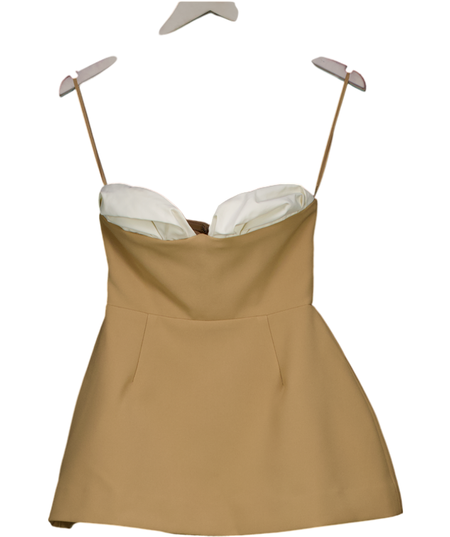 odd muse Beige Formal Bardot Strapless Top UK XS