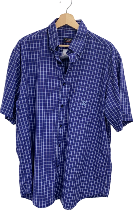 Paul & Shark Blue Gingham Check Shirt UK L