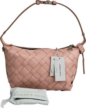 CHARLES & KEITH Ivette Woven Shoulder Bag - Light Pink