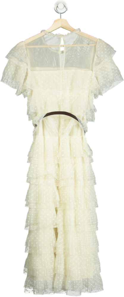 Zara Cream Ruffled Midi Dress UK S