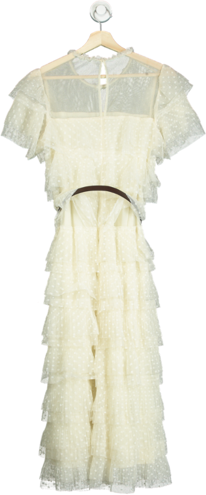 Zara Cream Ruffled Midi Dress UK S