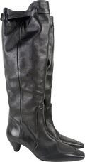 ZARA Black Soft Leather Slouch Tie Back Boots UK 7 EU 40 👠