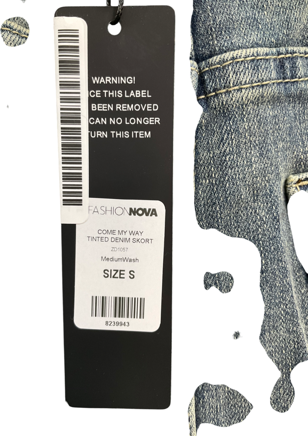Fashion Nova Blue Come My Way Tinted Denim Skort UK S