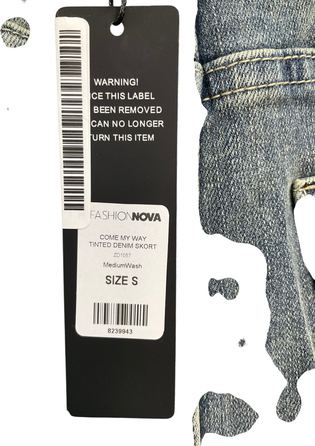 Fashion Nova Blue Come My Way Tinted Denim Skort UK S