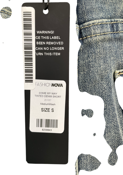 Fashion Nova Blue Come My Way Tinted Denim Skort UK S