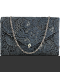 Blue Crochet Lace Pearl Clutch Bag