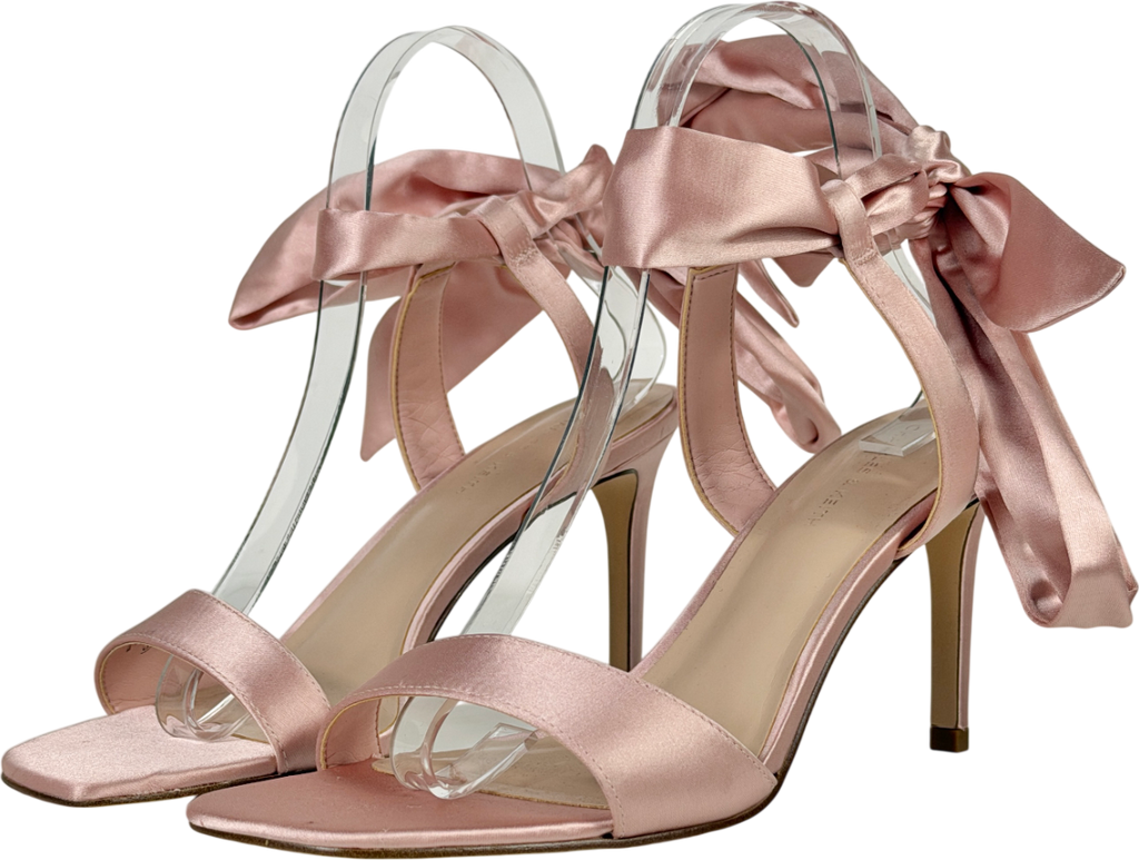 Charles & Keith Pink Eliana Satin Tie-around Heeled Sandals UK 6 EU 39 👠