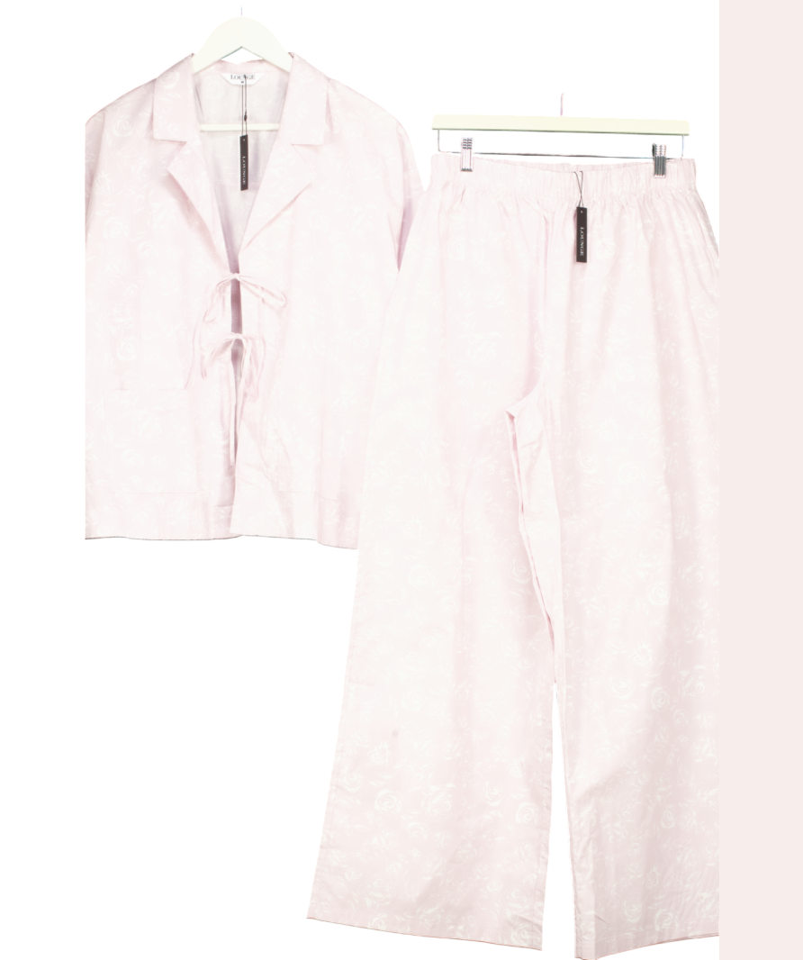 Lounge Underwear Pink Cotton Pyjama Set With Rose Print UK M