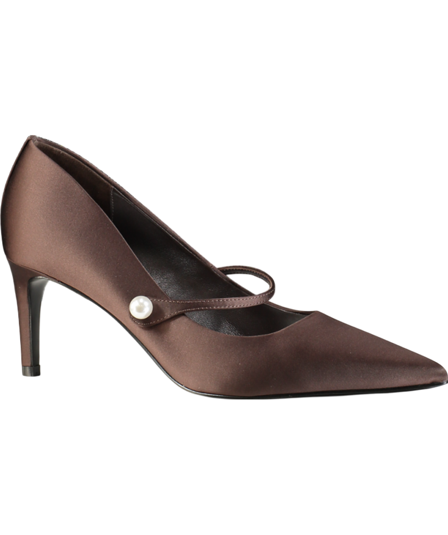 Hobbs Brown Blake Mary Jane Satin Pearl Detail Courts UK 8 EU 41 👠