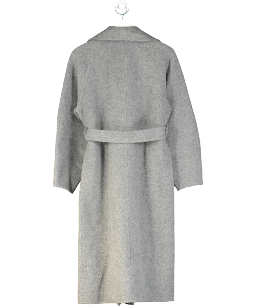 Grey Brushed Tie Waist Oversized Coat UK XS/S