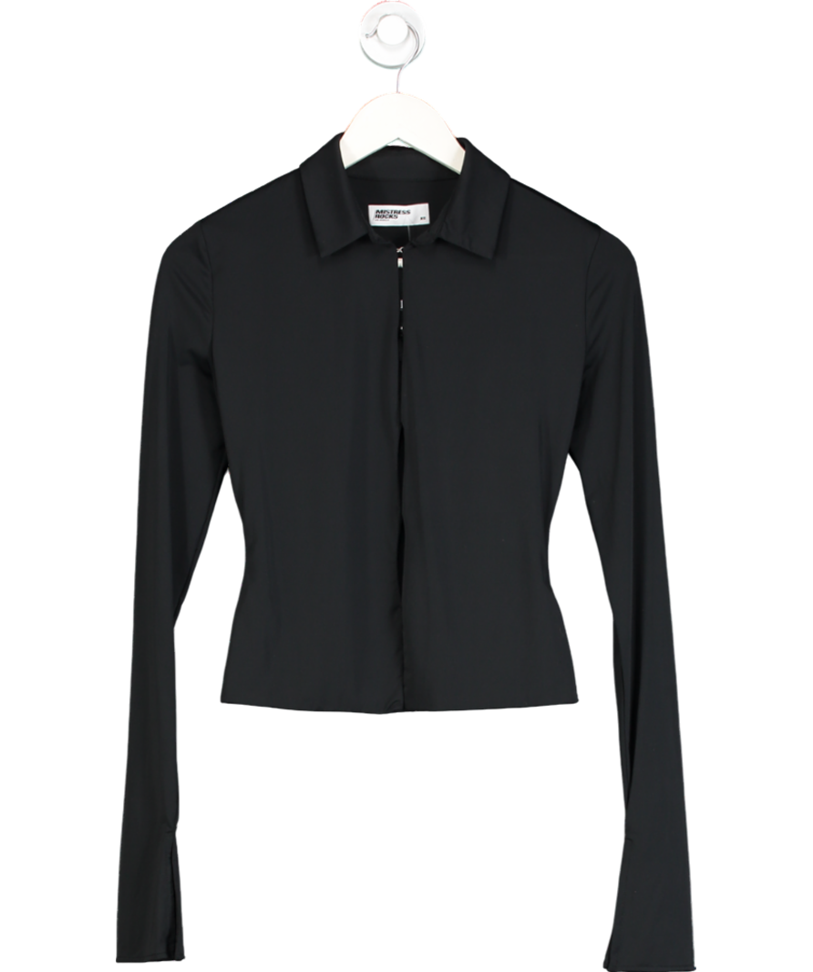 Mistress Rocks Black Alibi Slinky Jersey Shirt UK XS
