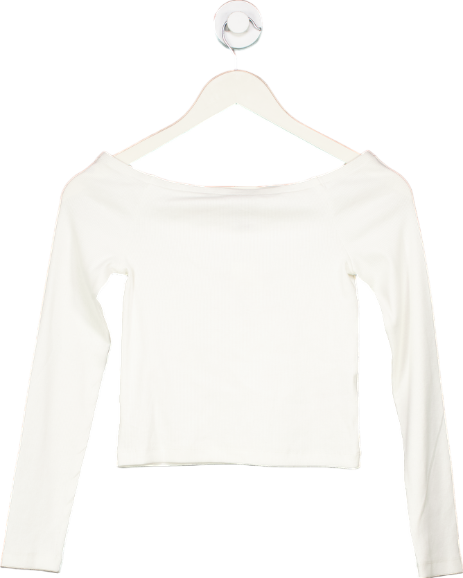 New Look White Clean Long sleeve Bardot Top UK 8