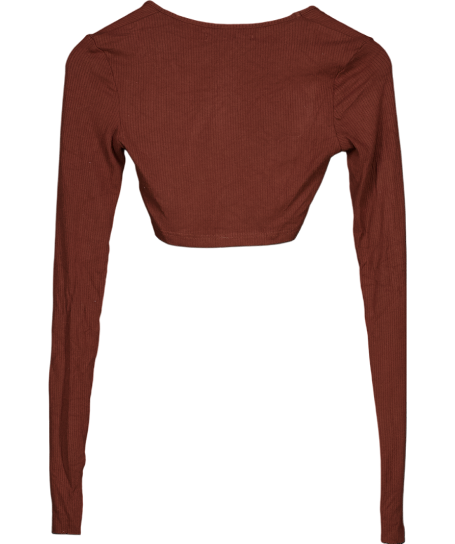 My mum made it Brown Long Sleeved Twist Top UK XS/S