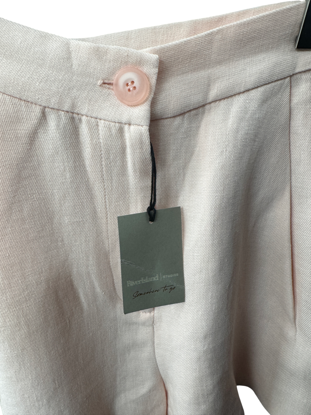 River Island Blush Pink Linen Blend Tailored Shorts UK 8