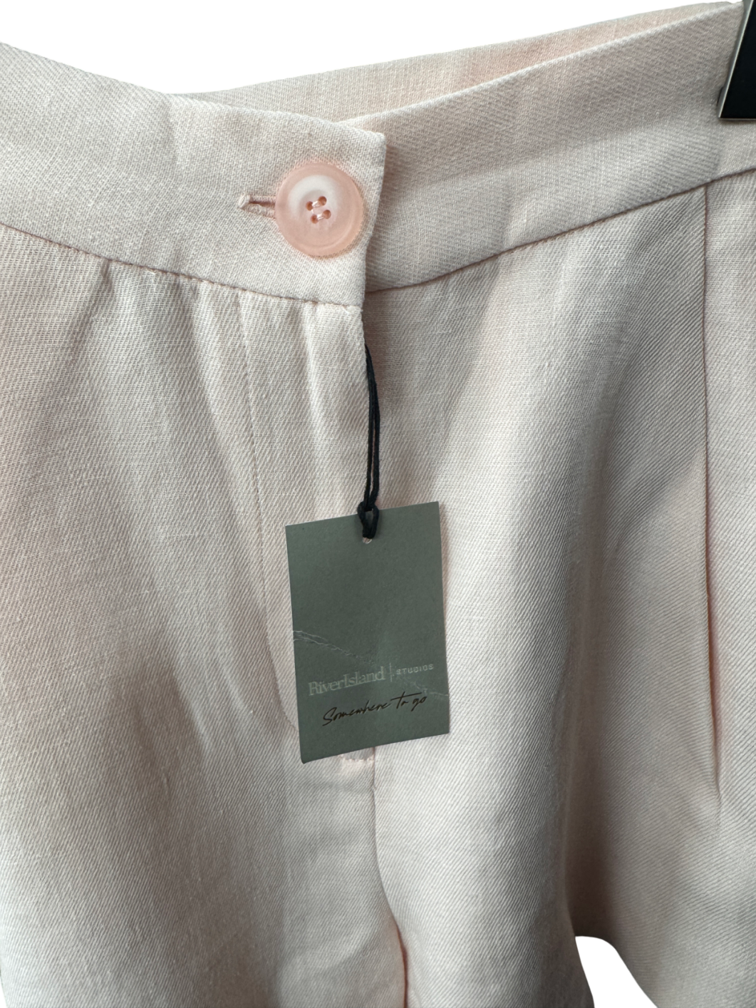 River Island Blush Pink Linen Blend Tailored Shorts UK 8