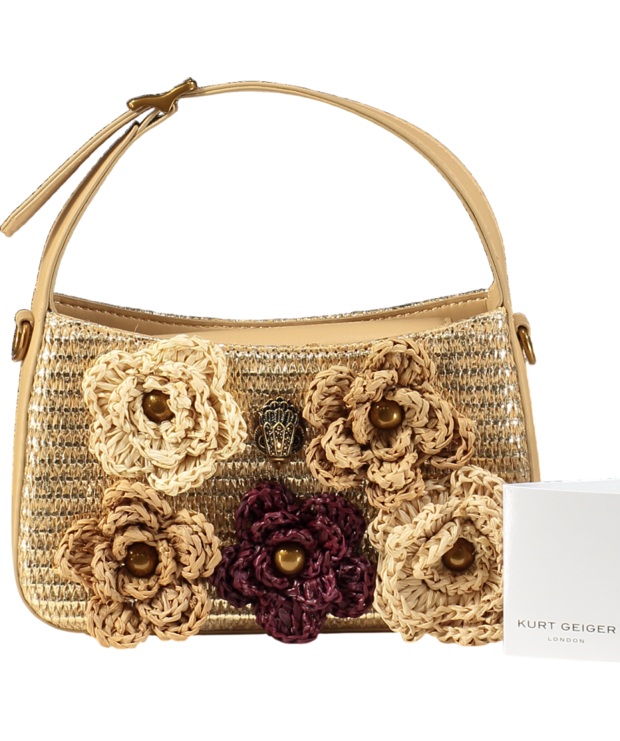 Kurt Geiger Brown Mini 3D Flower Bond Shoulder Bag with chain strap