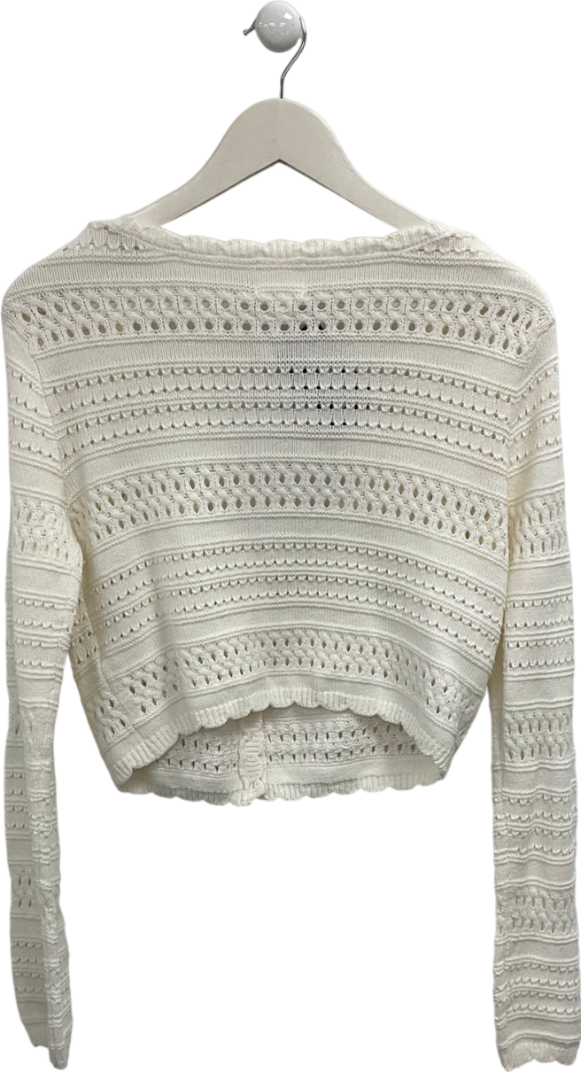 H&M Cream Pointelle-knit Cardigan UK M