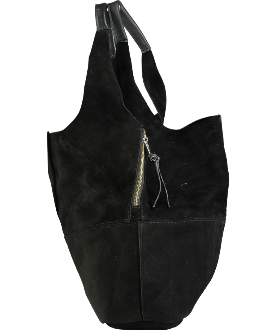 River Island Black Panel Suede Slouch Tote Bag