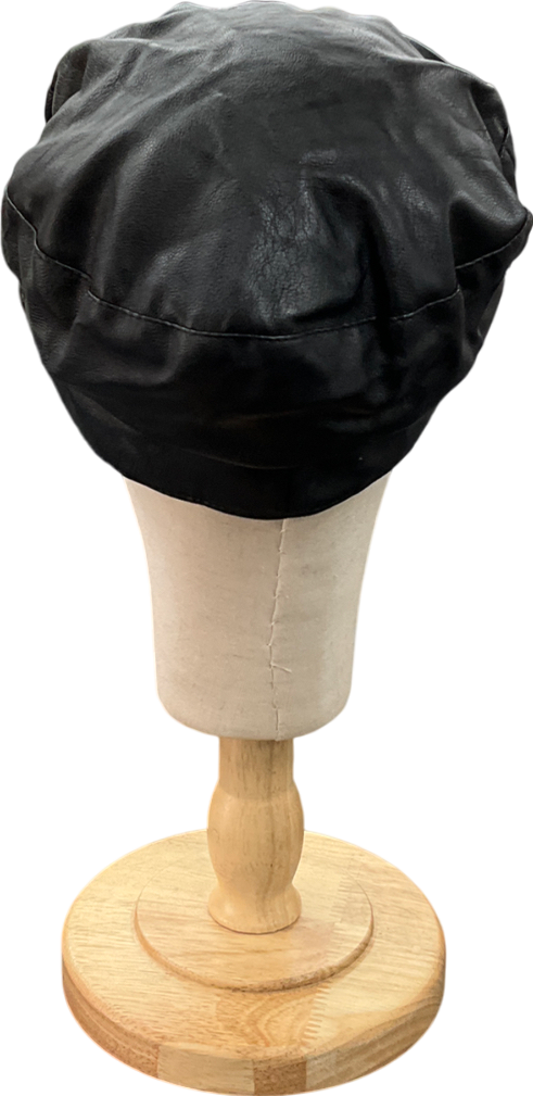 Topshop Black Faux Leather Hat One Size