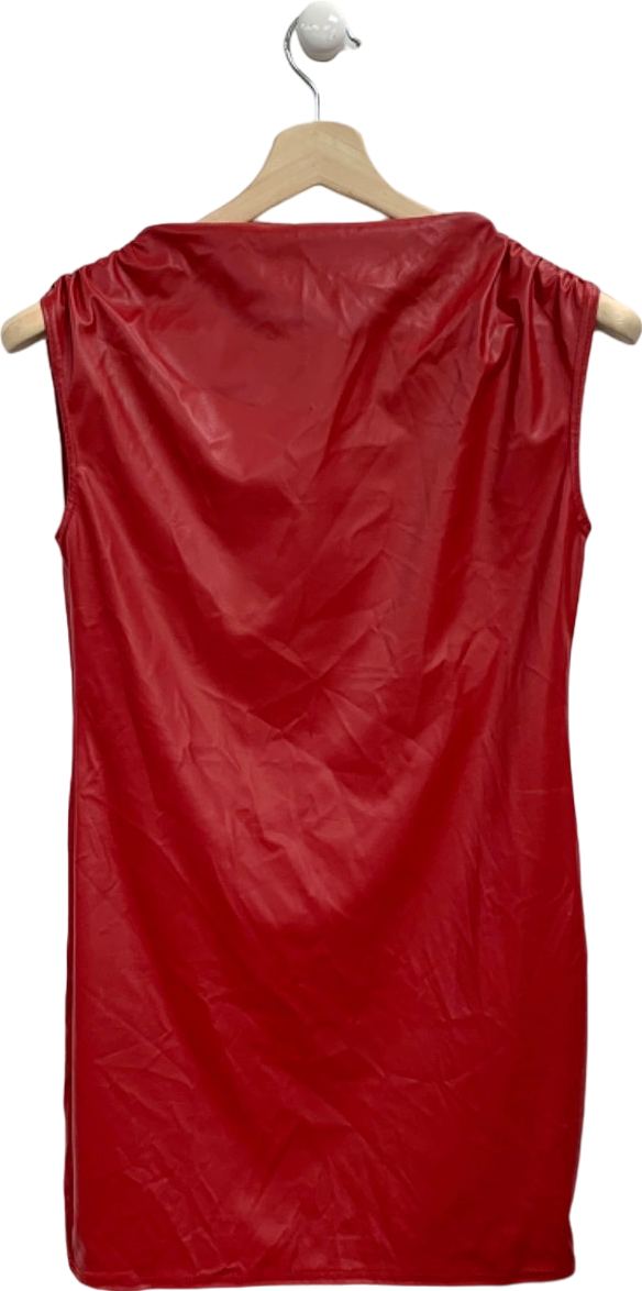 Pretty Little Thing Red Sleeveless Faux Leather Dress UK 12