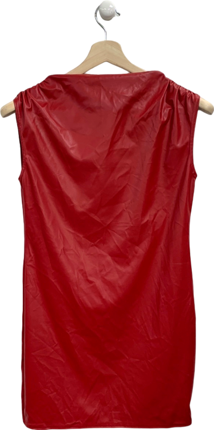 Pretty Little Thing Red Sleeveless Faux Leather Dress UK 12