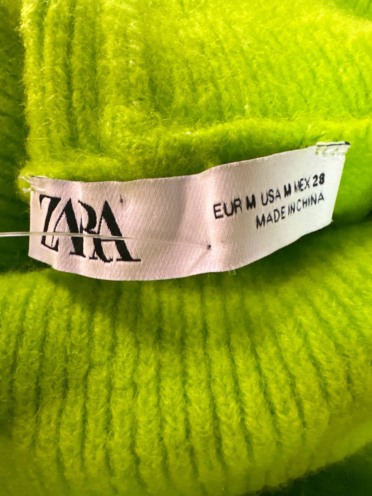 Zara Neon Green Turtleneck Oversize Sweater UK M