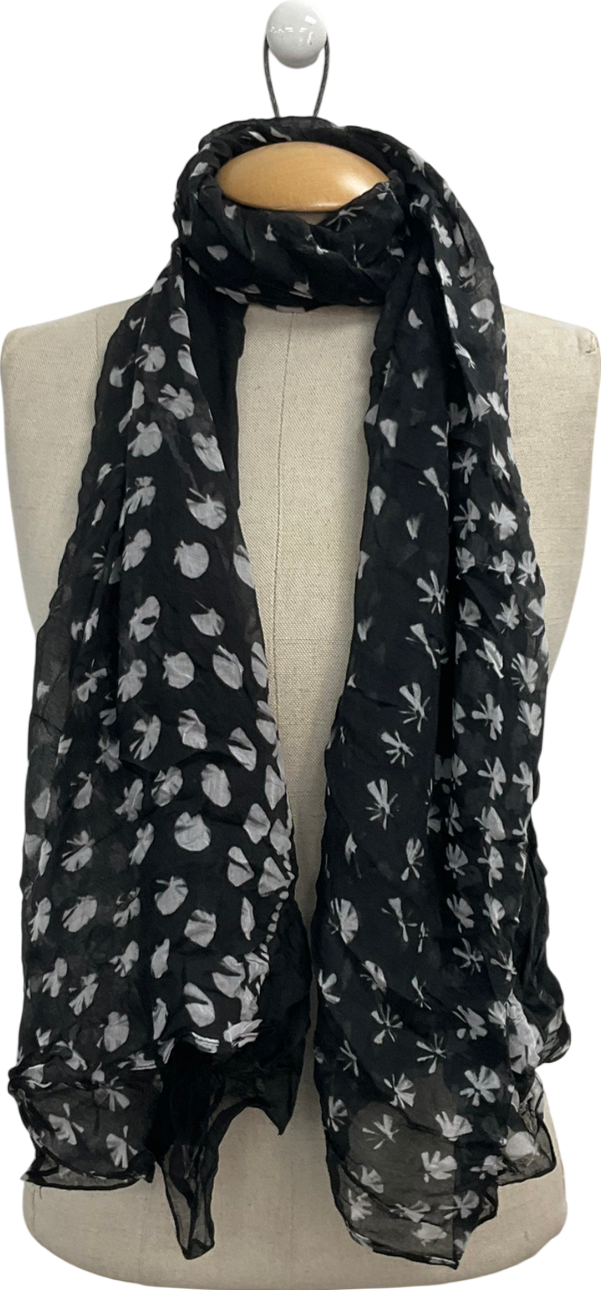 AllSaints Black Modal Leaf Print Scarf One Size