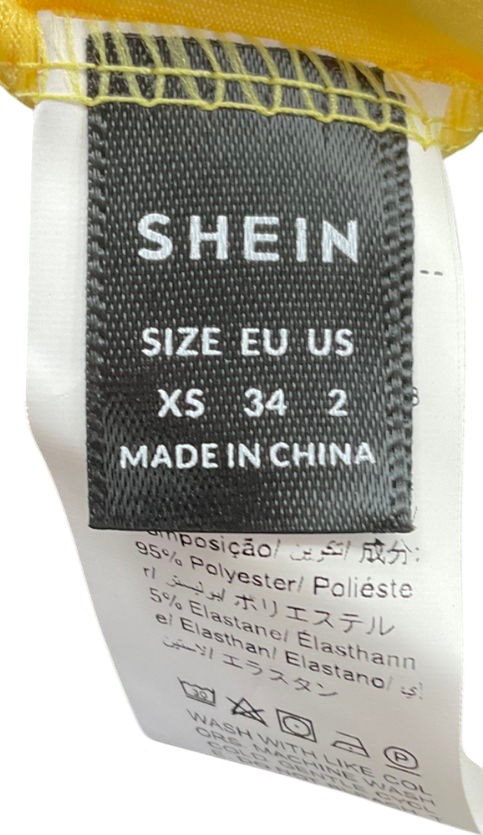 SHEIN Yellow Leon Split Mini Dress UK XS