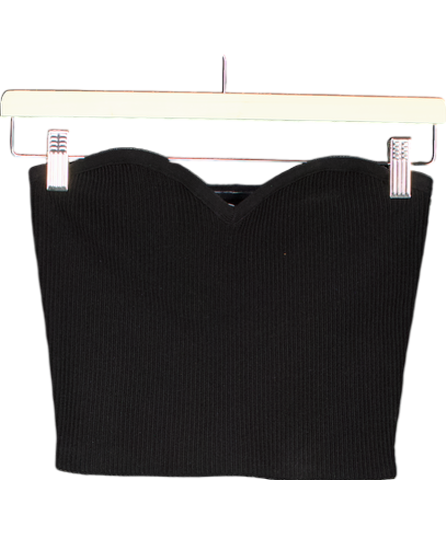 Babaton Black Sculpt Knit Sweetheart Bandeau Top UK S