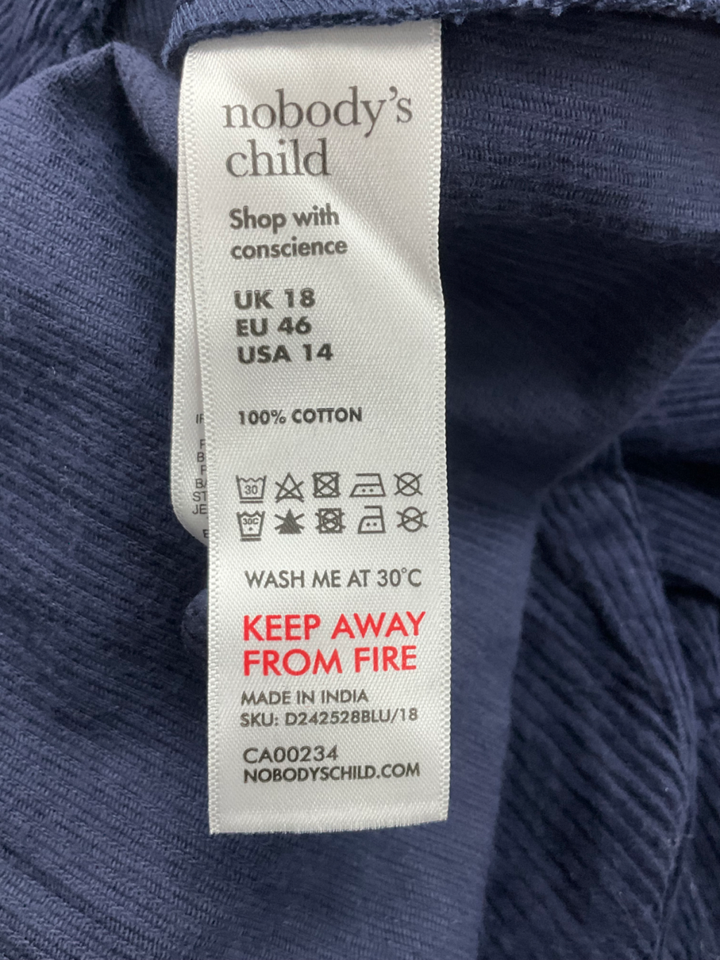 Nobody's Child Blue Birch Mini Dress UK 18