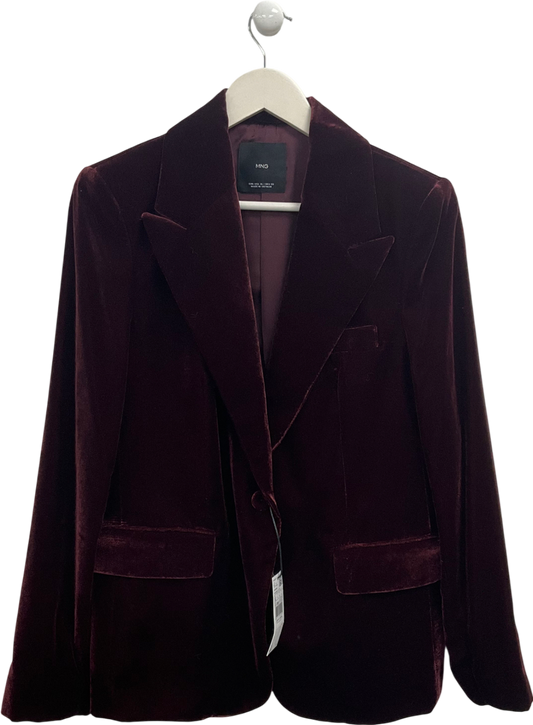 MANGO Red Structured Velvet Jacket UK XL