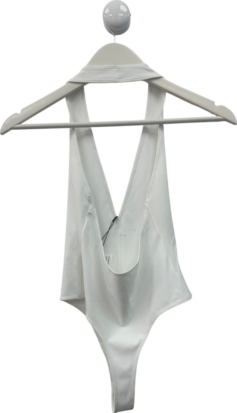 BOA White V Neck Plunge Bodysuit UK S