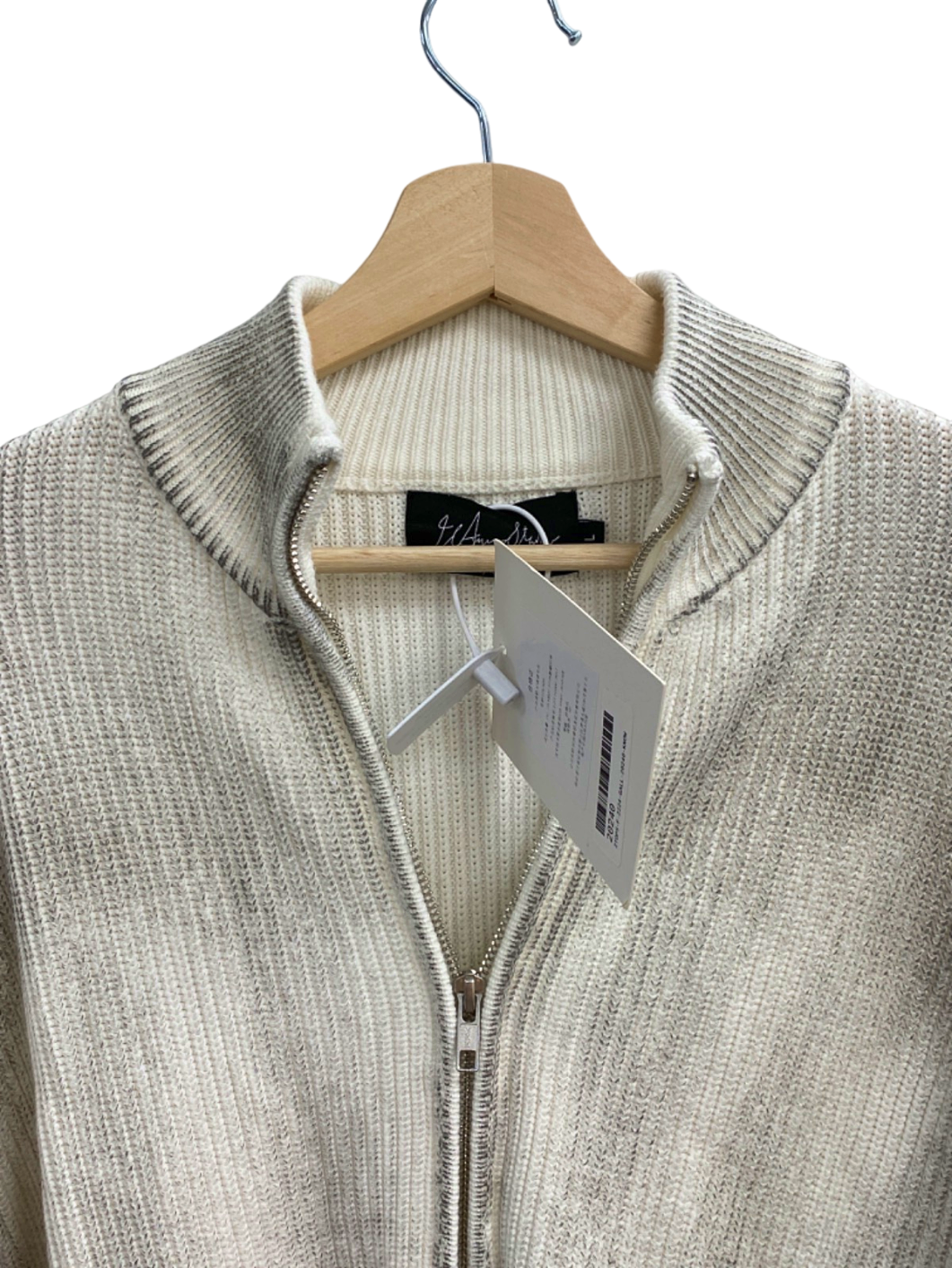 JCAESAR Off White Zip-Up Ribbed Sweater UK Size L