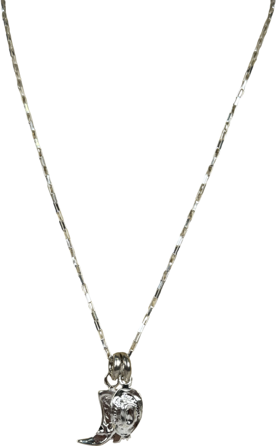 Tea & Tequila Metallic Paperclip Chain Necklace With Cowboy Charms In Silver One Size