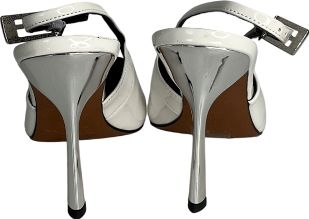 River Island White Sling Back Heeled Court Shoes UK 8 EU 41 👠